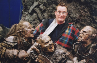 Richard Taylor with Orcs from the Lord of the Rings movies